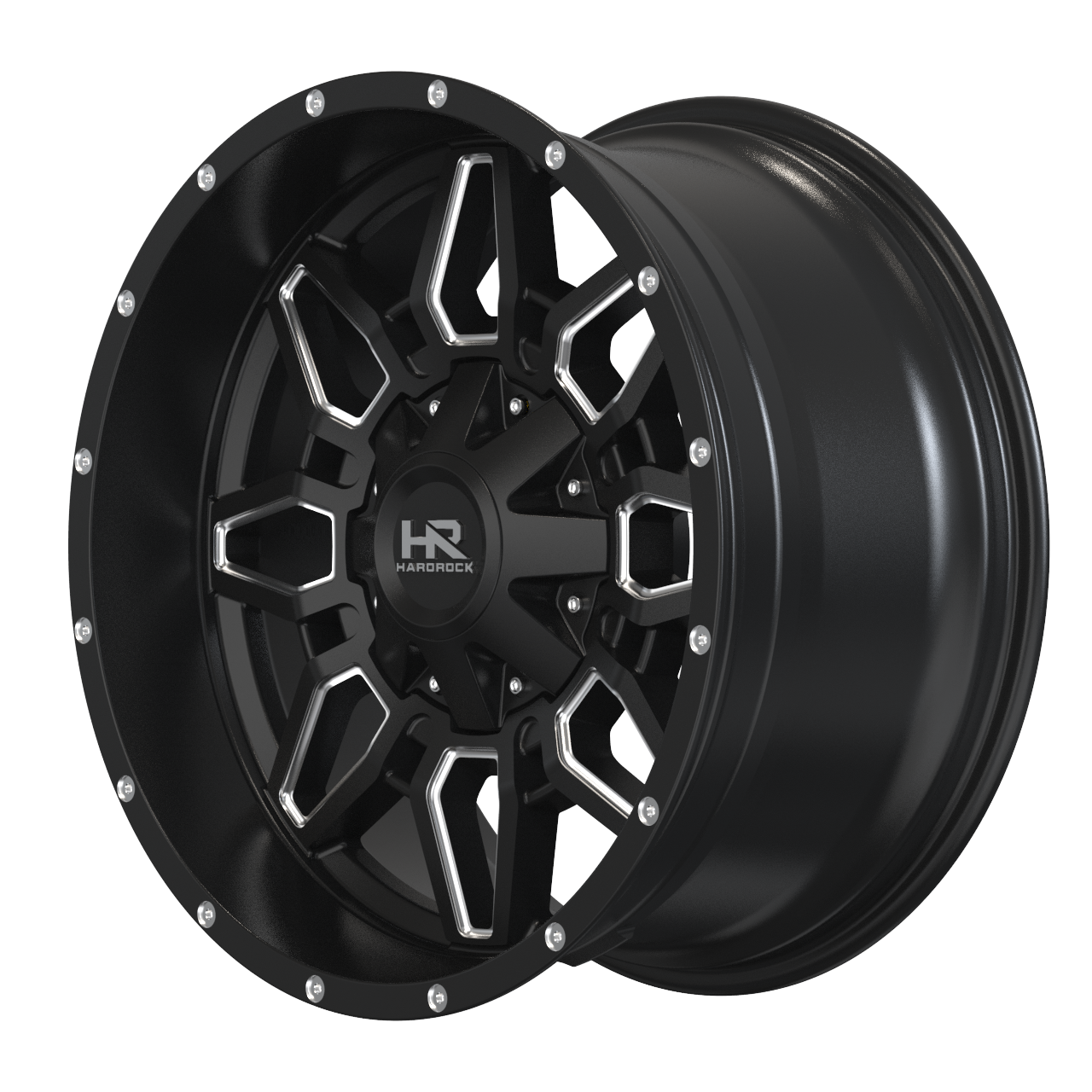 22x10 Hardrock Offroad H718 Striker Gloss Black Milled Wheel 6x5.5 Bolt Pattern -25mm Offset