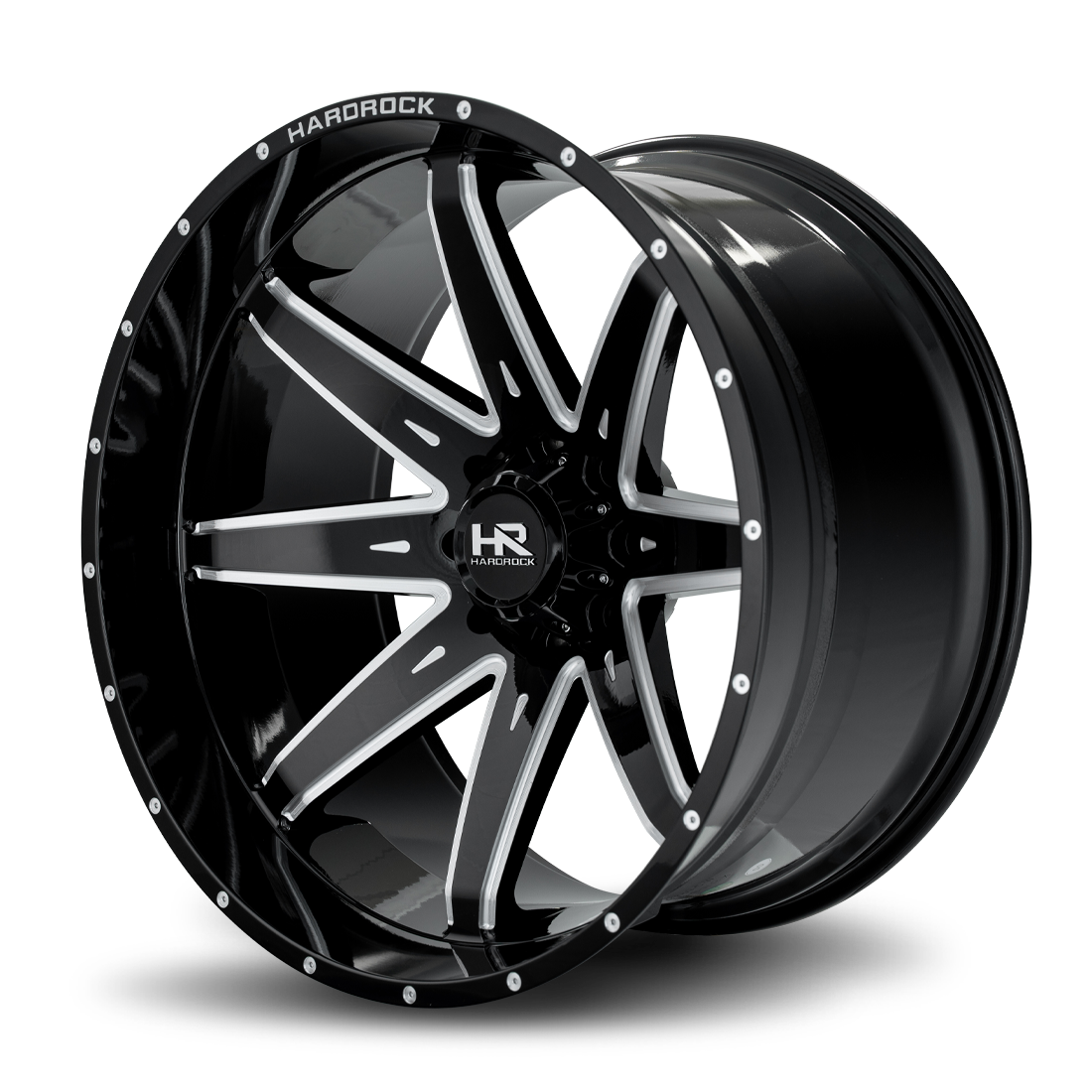 26x14 Hardrock Offroad H502 Painkiller XPosed Gloss Black Milled Wheel 6x5.5 Bolt Pattern -76mm Offset