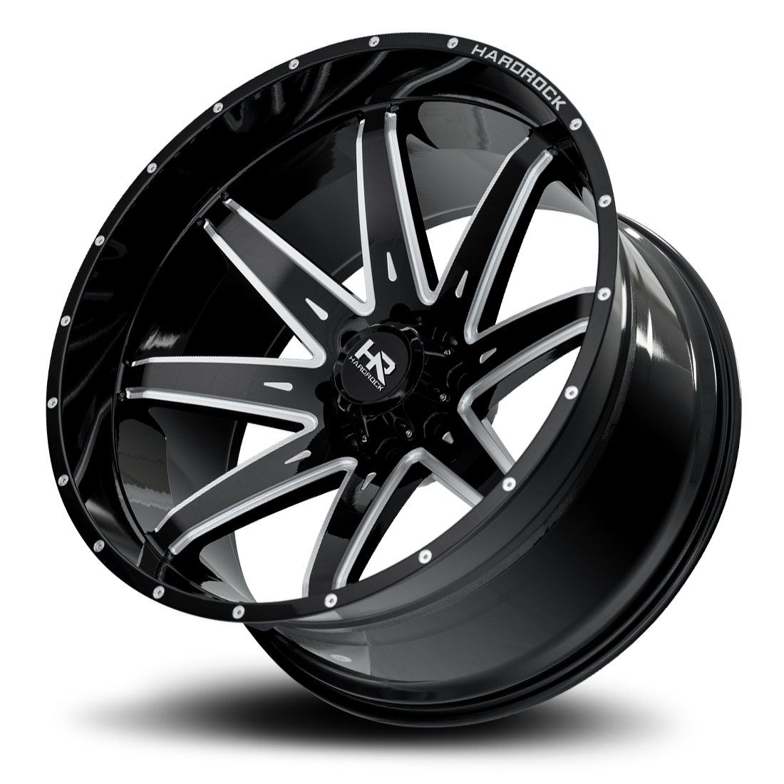 26x14 Hardrock Offroad H502 Painkiller XPosed Gloss Black Milled Wheel 6x5.5 Bolt Pattern -76mm Offset