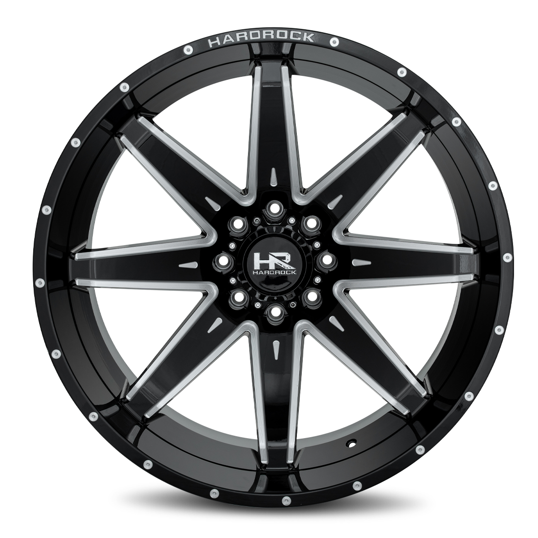 26x14 Hardrock Offroad H502 Painkiller XPosed Gloss Black Milled Wheel 6x5.5 Bolt Pattern -76mm Offset