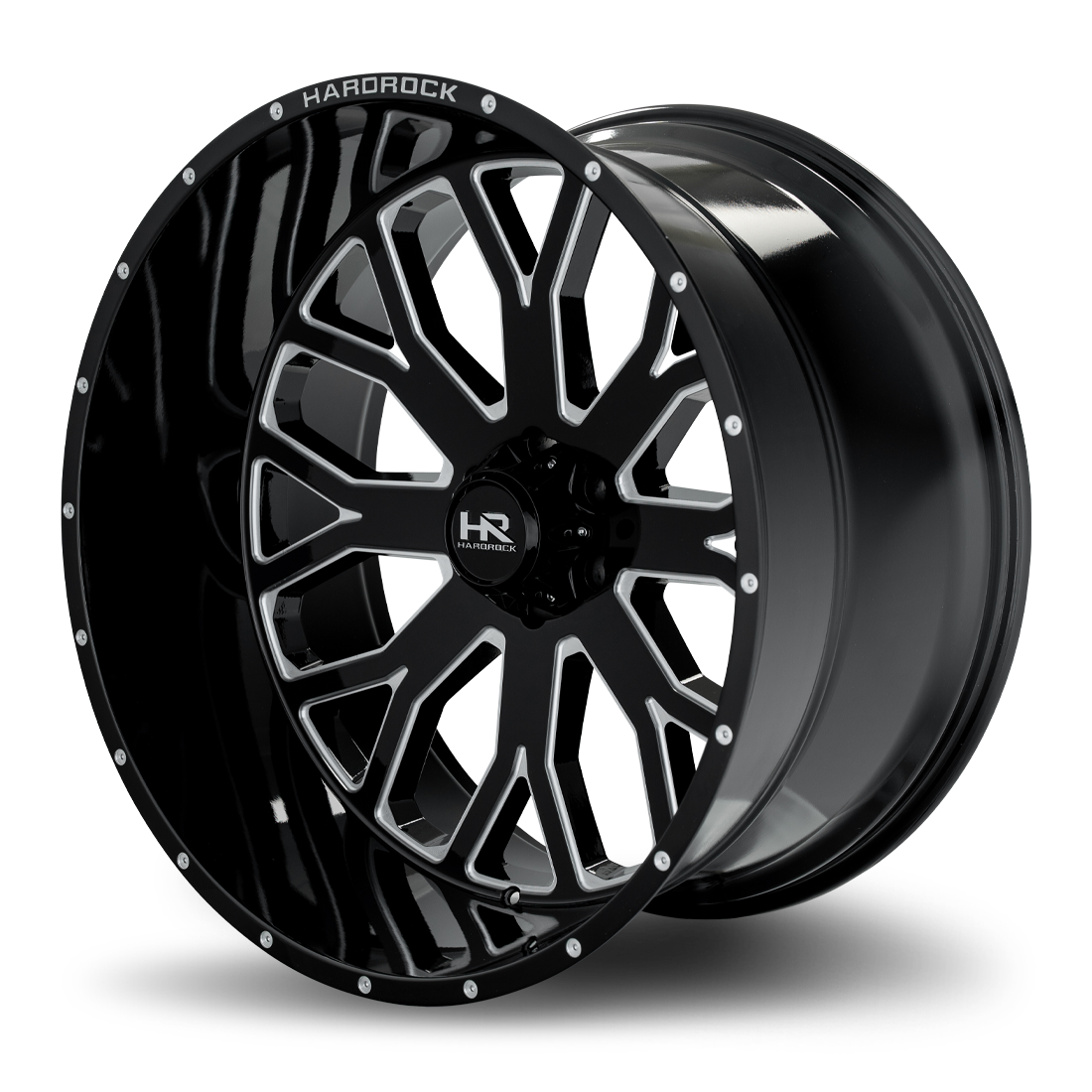 26x14 Hardrock Offroad H504 Slammer Xposed Gloss Black Milled Wheel 6x5.5 Bolt Pattern -76mm Offset