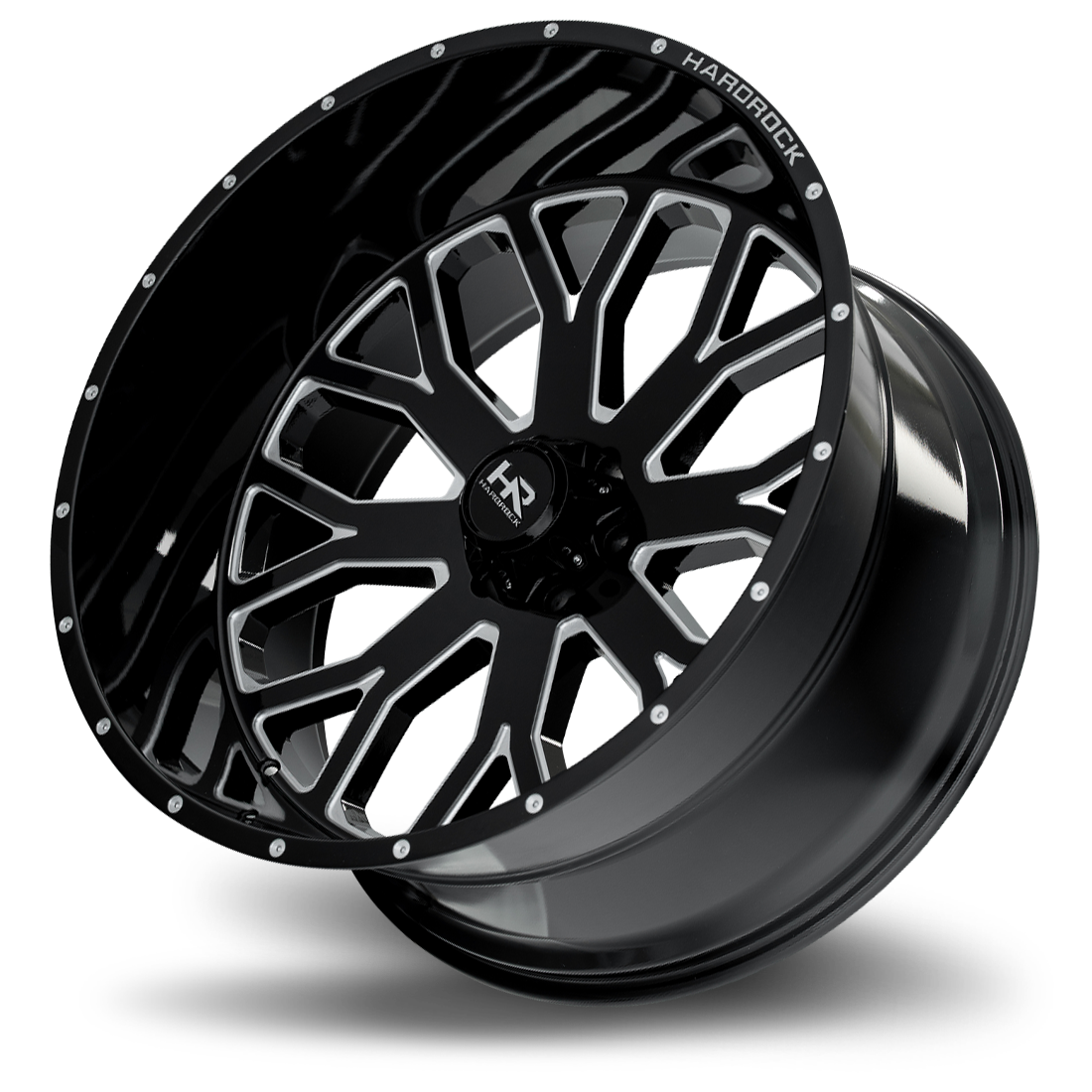 26x14 Hardrock Offroad H504 Slammer Xposed Gloss Black Milled Wheel 6x5.5 Bolt Pattern -76mm Offset