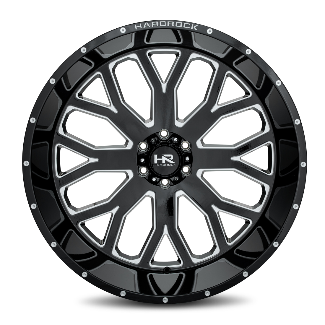 26x14 Hardrock Offroad H504 Slammer Xposed Gloss Black Milled Wheel 6x5.5 Bolt Pattern -76mm Offset