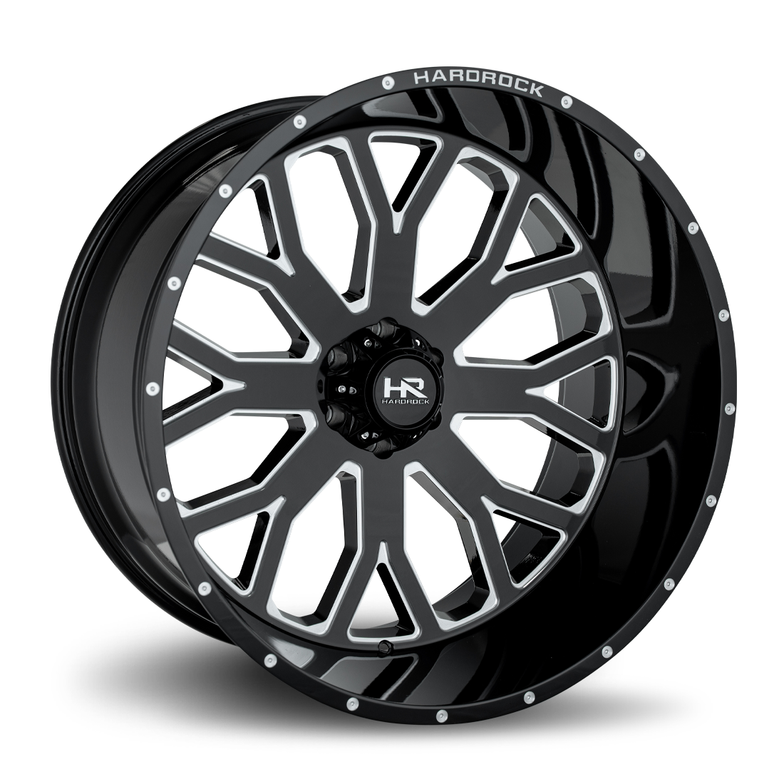 26x14 Hardrock Offroad H504 Slammer Xposed Gloss Black Milled Wheel 6x5.5 Bolt Pattern -76mm Offset
