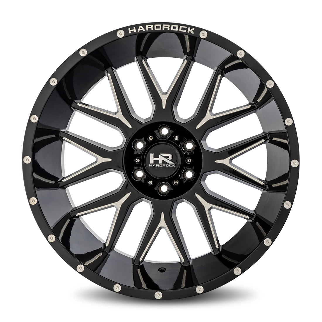 22x12 Hardrock Offroad H500 Affliction XPosed Gloss Black Milled Wheel 6x5.5 Bolt Pattern -44mm Offset
