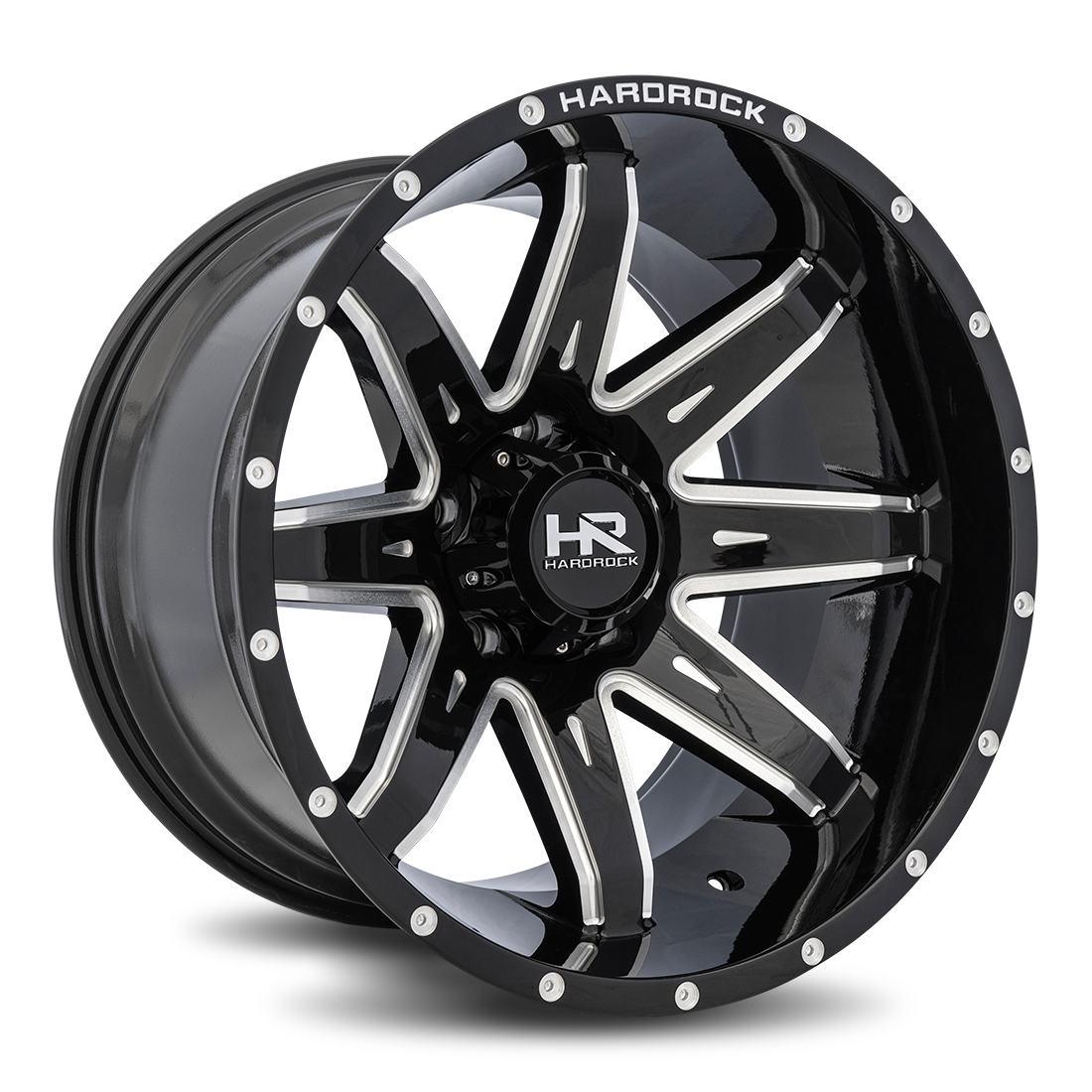 20x12 Hardrock Offroad H502 Painkiller XPosed Gloss Black Milled Wheel 6x5.5 Bolt Pattern -44mm Offset