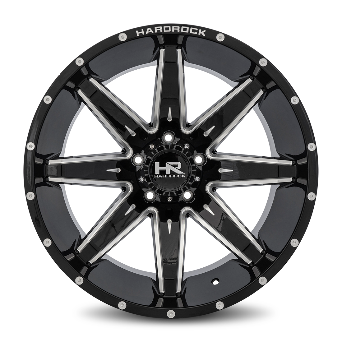 22x10 Hardrock Offroad H502 Painkiller XPosed Gloss Black Milled Wheel 6x5.5 Bolt Pattern -25mm Offset
