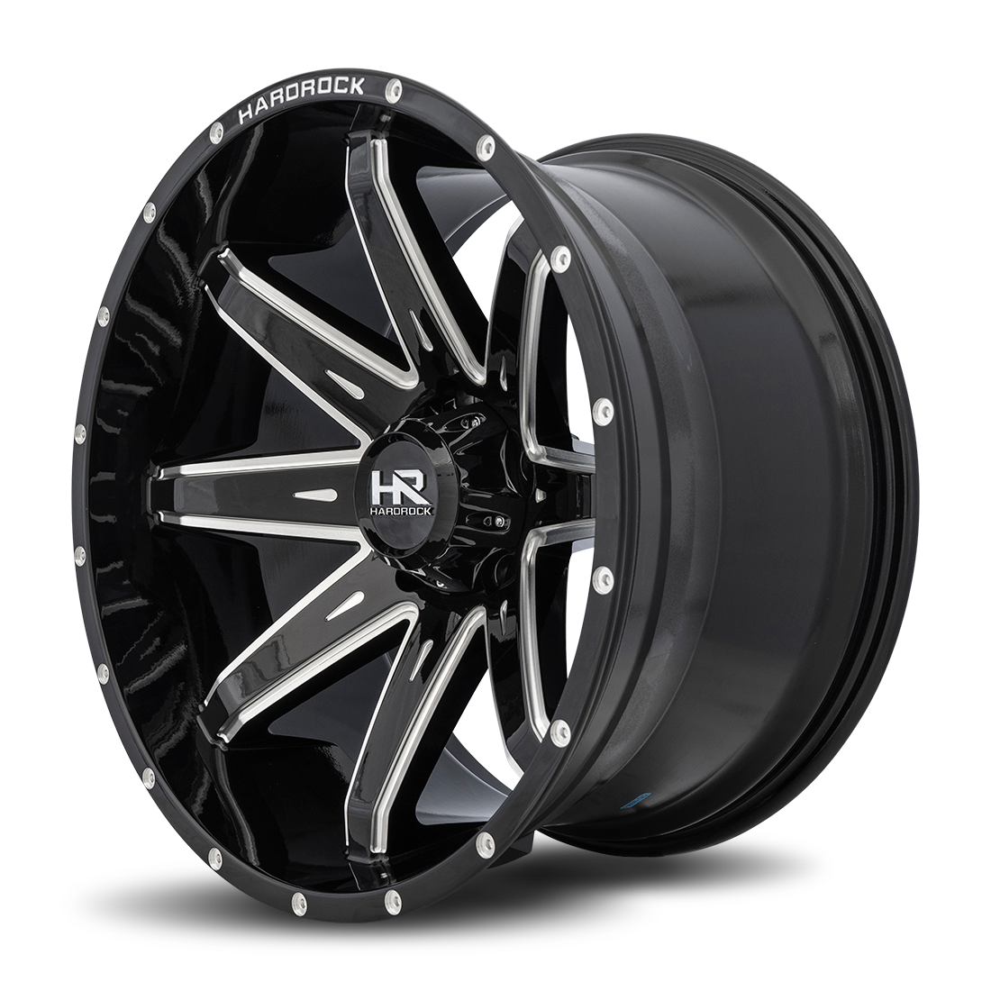 22x10 Hardrock Offroad H502 Painkiller XPosed Gloss Black Milled Wheel 6x5.5 Bolt Pattern -25mm Offset