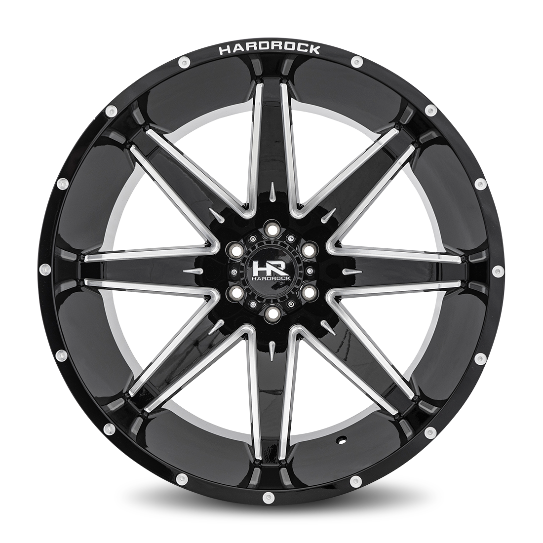 24x14 Hardrock Offroad H502 Painkiller XPosed Gloss Black Milled Wheel 6x5.5 Bolt Pattern -76mm Offset