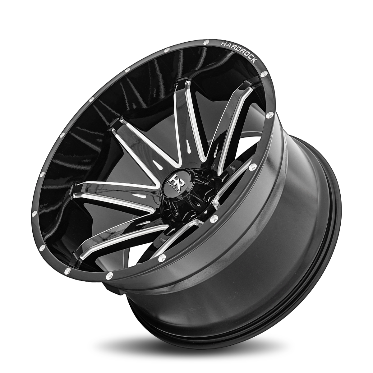 24x14 Hardrock Offroad H502 Painkiller XPosed Gloss Black Milled Wheel 6x5.5 Bolt Pattern -76mm Offset