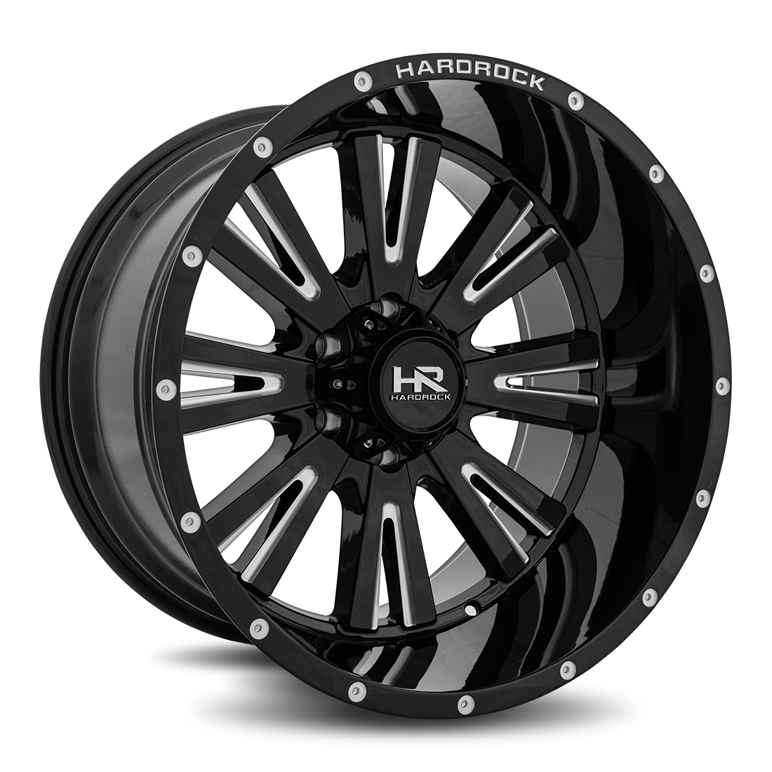 20x12 Hardrock Offroad H503 Spine XPosed Gloss Black Milled Wheel 6x5.5 Bolt Pattern -44mm Offset