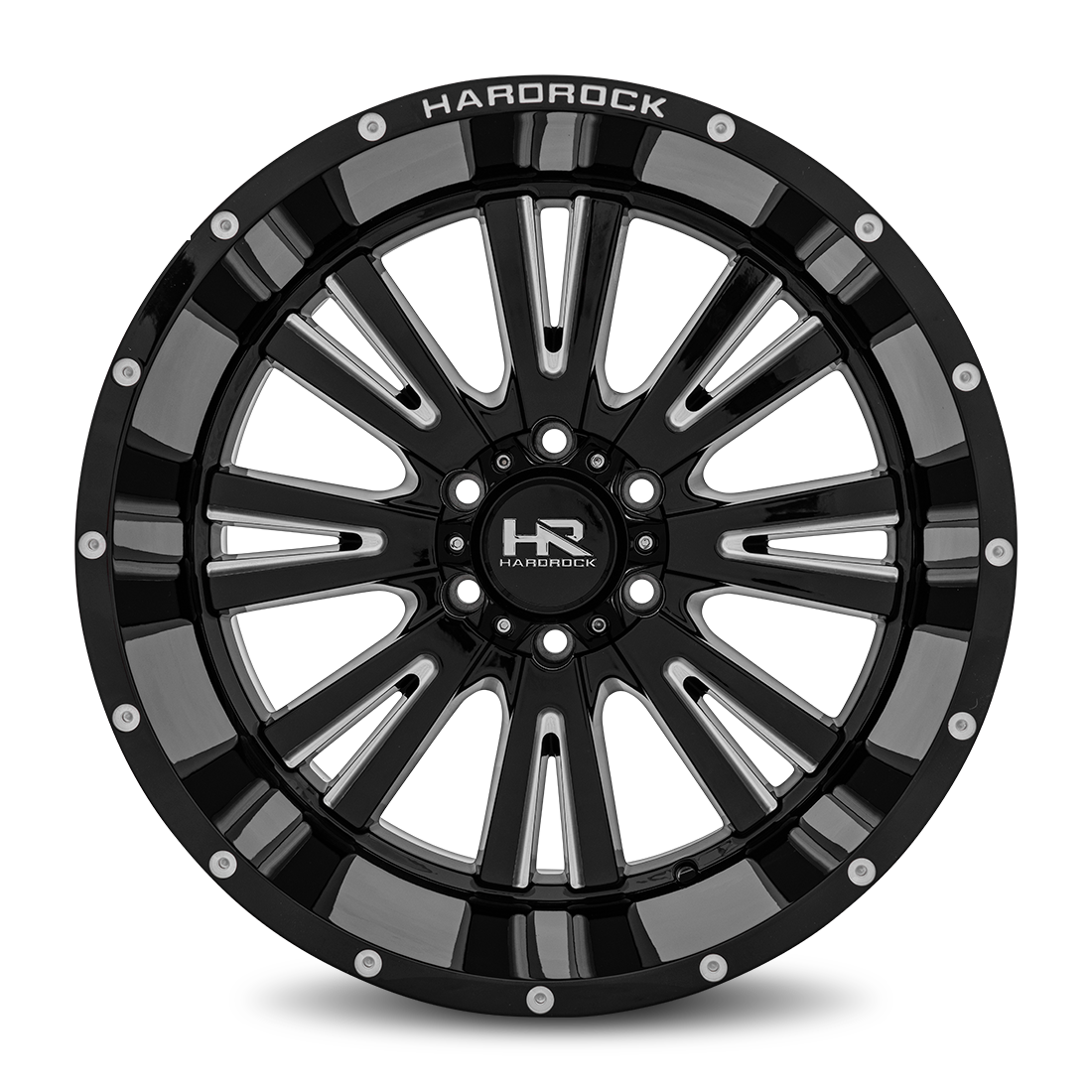 20x12 Hardrock Offroad H503 Spine XPosed Gloss Black Milled Wheel 6x5.5 Bolt Pattern -44mm Offset