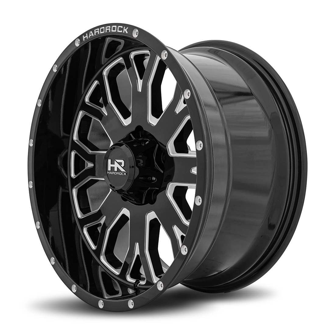20x10 Hardrock Offroad H504 Slammer XPosed Gloss Black Milled Wheel 6x5.5 Bolt Pattern -19mm Offset