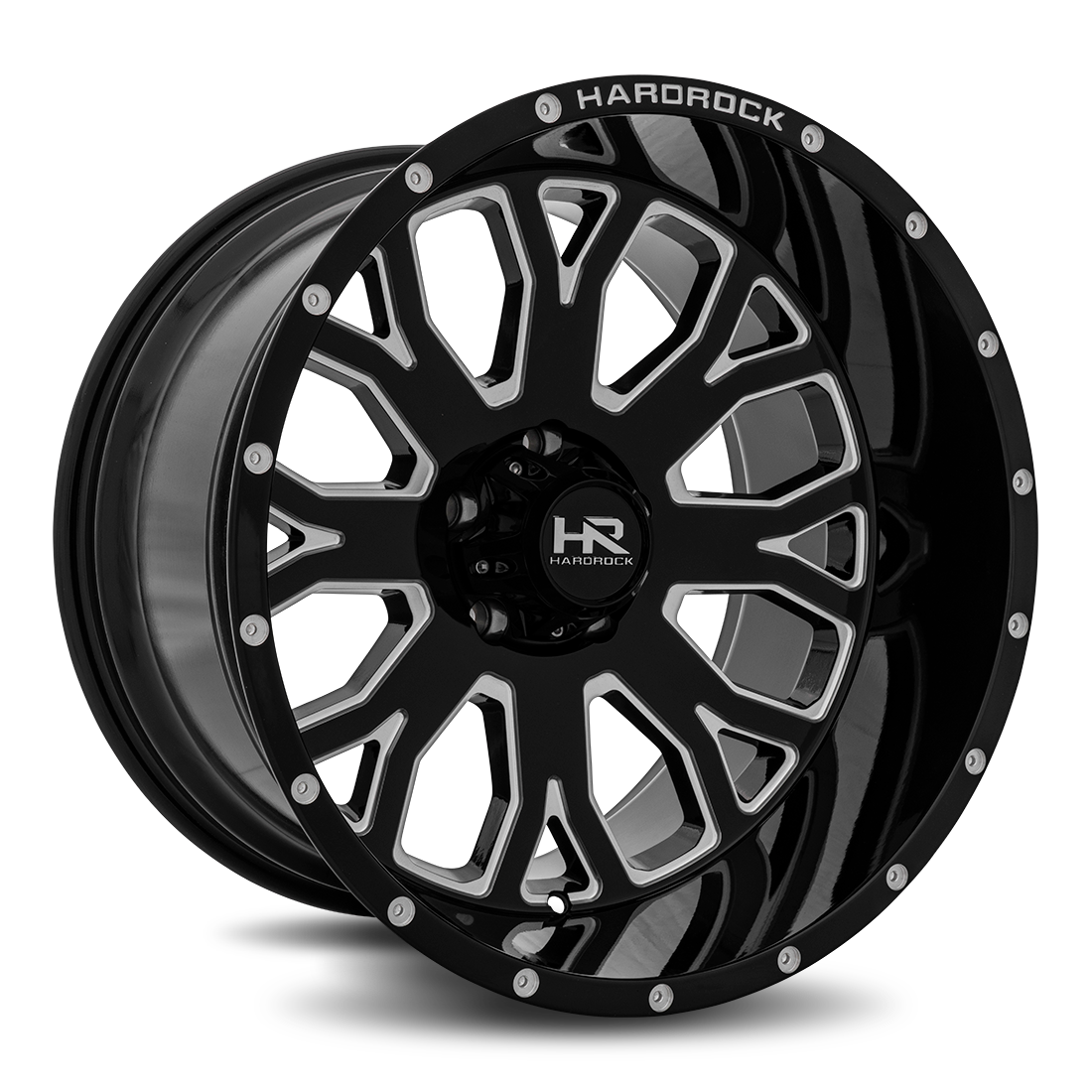20x12 Hardrock Offroad H504 Slammer XPosed Gloss Black Milled Wheel 6x5.5 Bolt Pattern -44mm Offset