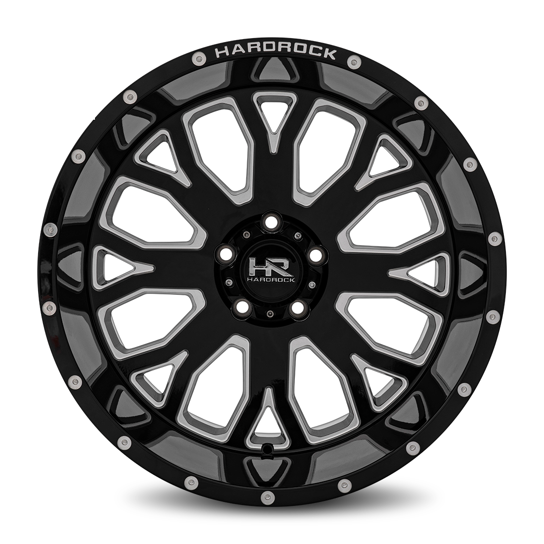 20x12 Hardrock Offroad H504 Slammer XPosed Gloss Black Milled Wheel 6x5.5 Bolt Pattern -44mm Offset