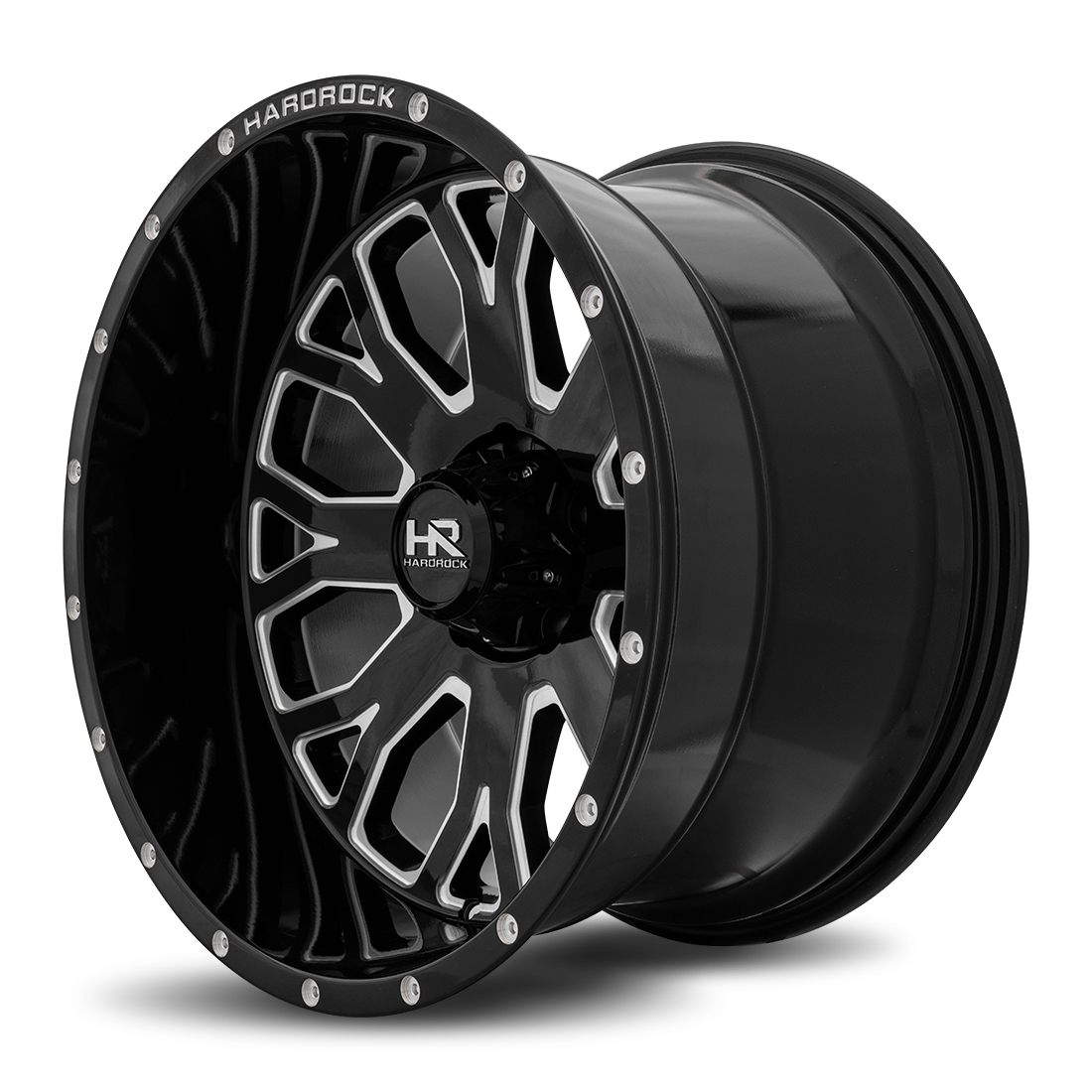 20x12 Hardrock Offroad H504 Slammer XPosed Gloss Black Milled Wheel 6x5.5 Bolt Pattern -44mm Offset