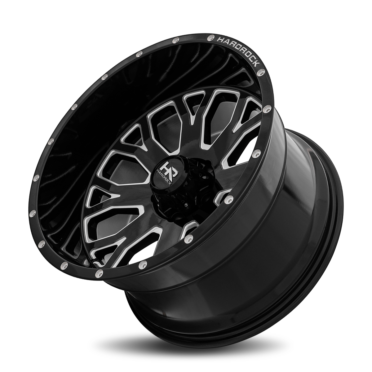 20x12 Hardrock Offroad H504 Slammer XPosed Gloss Black Milled Wheel 6x5.5 Bolt Pattern -44mm Offset