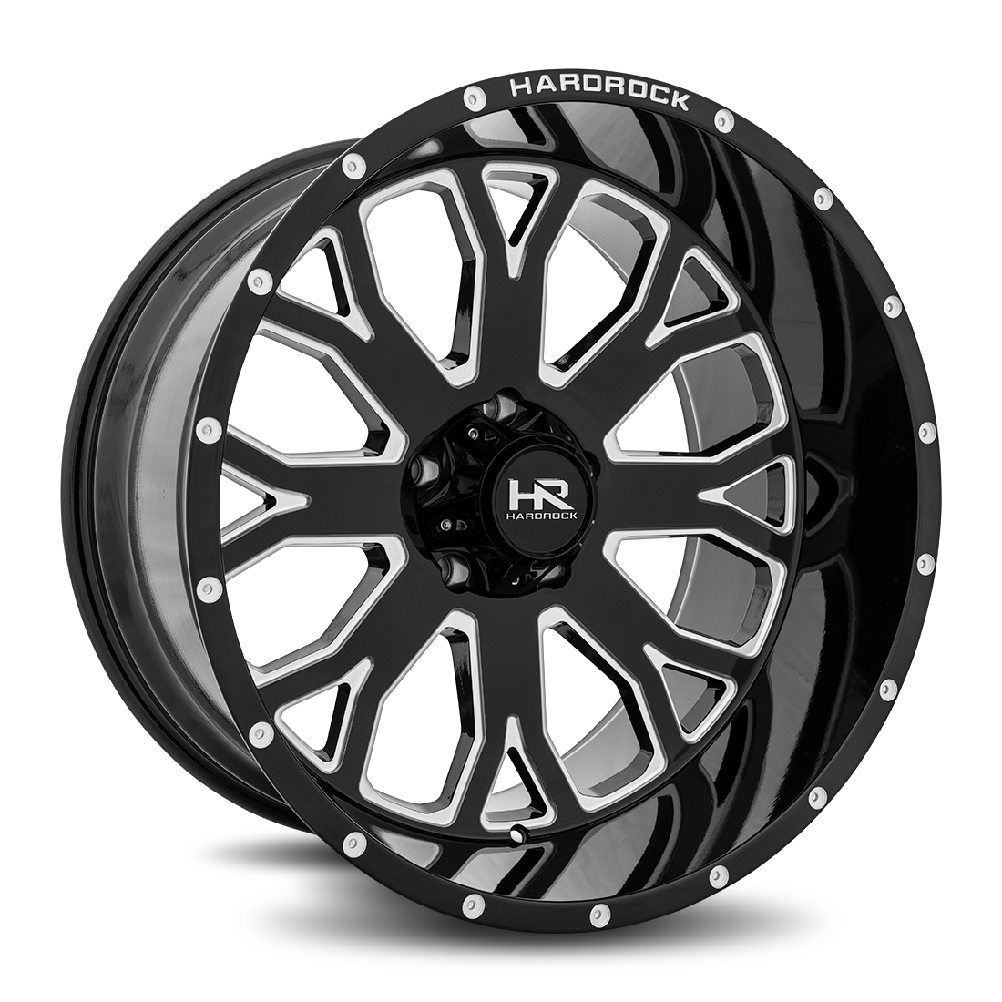 22x12 Hardrock Offroad H504 Slammer XPosed Gloss Black Milled Wheel 6x5.5 Bolt Pattern -44mm Offset