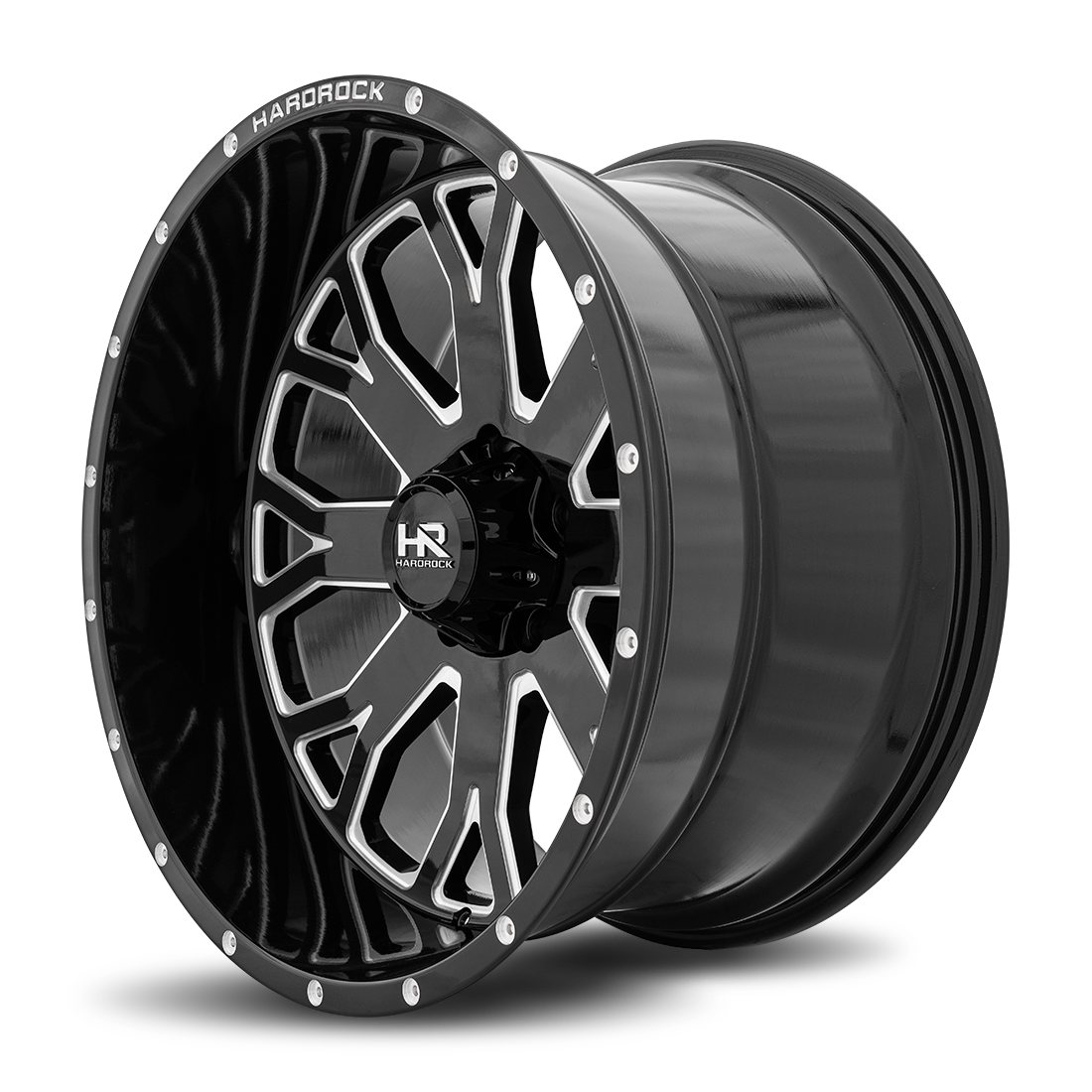 22x12 Hardrock Offroad H504 Slammer XPosed Gloss Black Milled Wheel 6x5.5 Bolt Pattern -44mm Offset