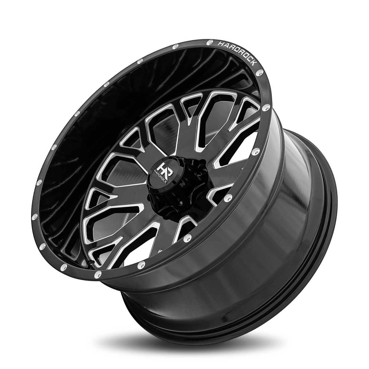 22x12 Hardrock Offroad H504 Slammer XPosed Gloss Black Milled Wheel 6x5.5 Bolt Pattern -44mm Offset