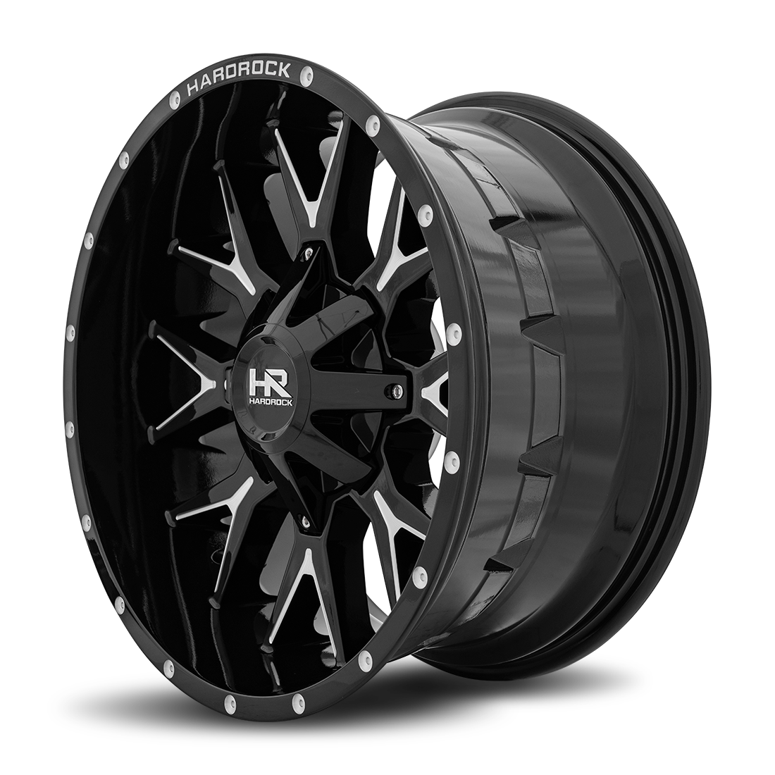 20x10 Hardrock Offroad H700 Affliction Gloss Black Milled Wheel 6x5.5 Bolt Pattern -19mm Offset