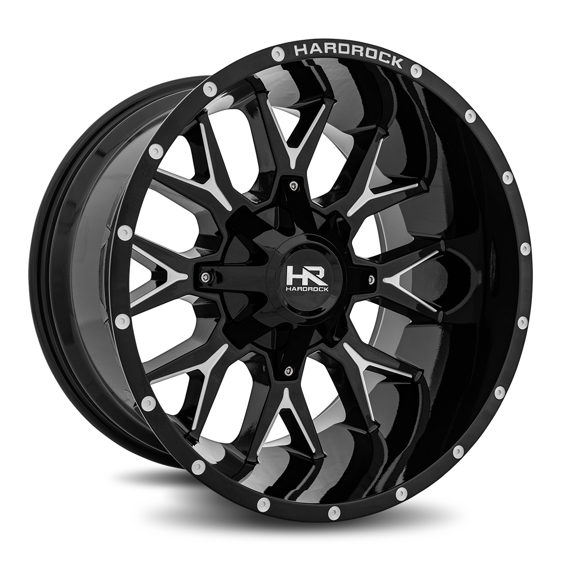 20x12 Hardrock Offroad H700 Affliction Gloss Black Milled Wheel 6x5.5 Bolt Pattern -44mm Offset