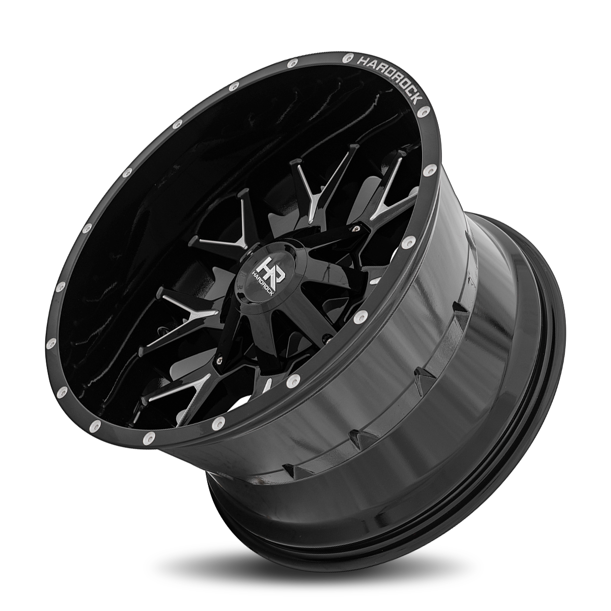 20x12 Hardrock Offroad H700 Affliction Gloss Black Milled Wheel 6x5.5 Bolt Pattern -44mm Offset