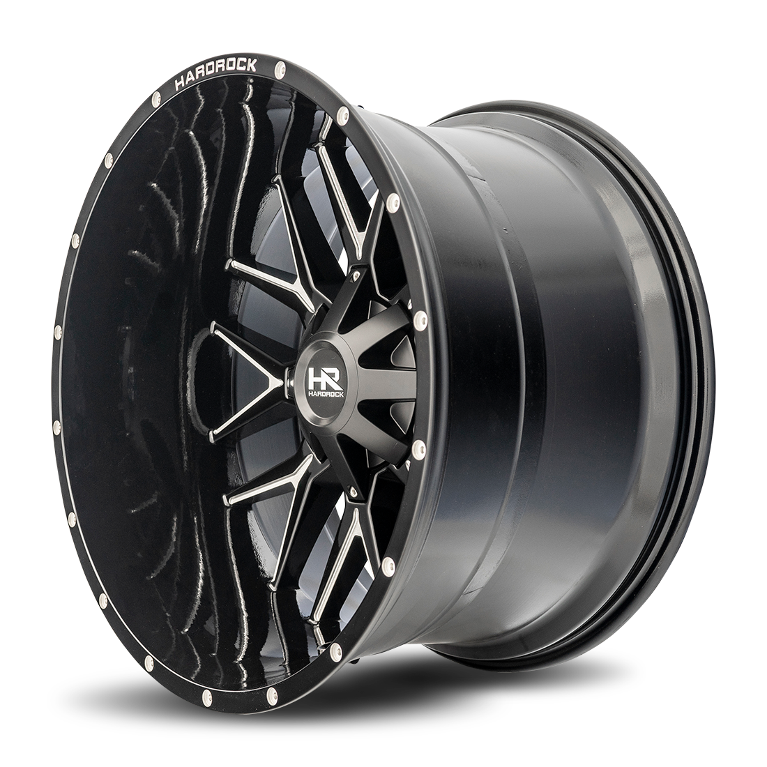 24x14 Hardrock Offroad H700 Affliction Gloss Black Milled Wheel 6x5.5 Bolt Pattern -76mm Offset