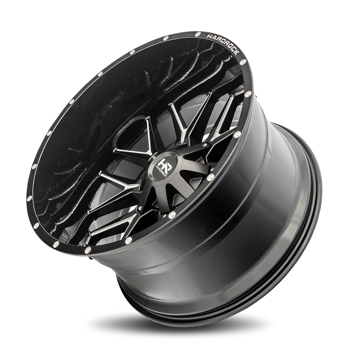 24x14 Hardrock Offroad H700 Affliction Gloss Black Milled Wheel 6x5.5 Bolt Pattern -76mm Offset