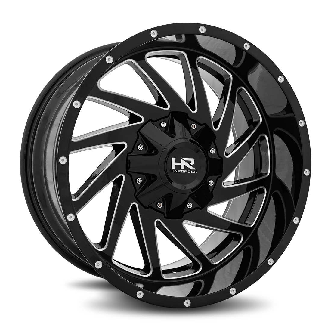 20x9 Hardrock Offroad H704 Crusher Gloss Black Milled Wheel 6x5.5 Bolt Pattern 0mm Offset