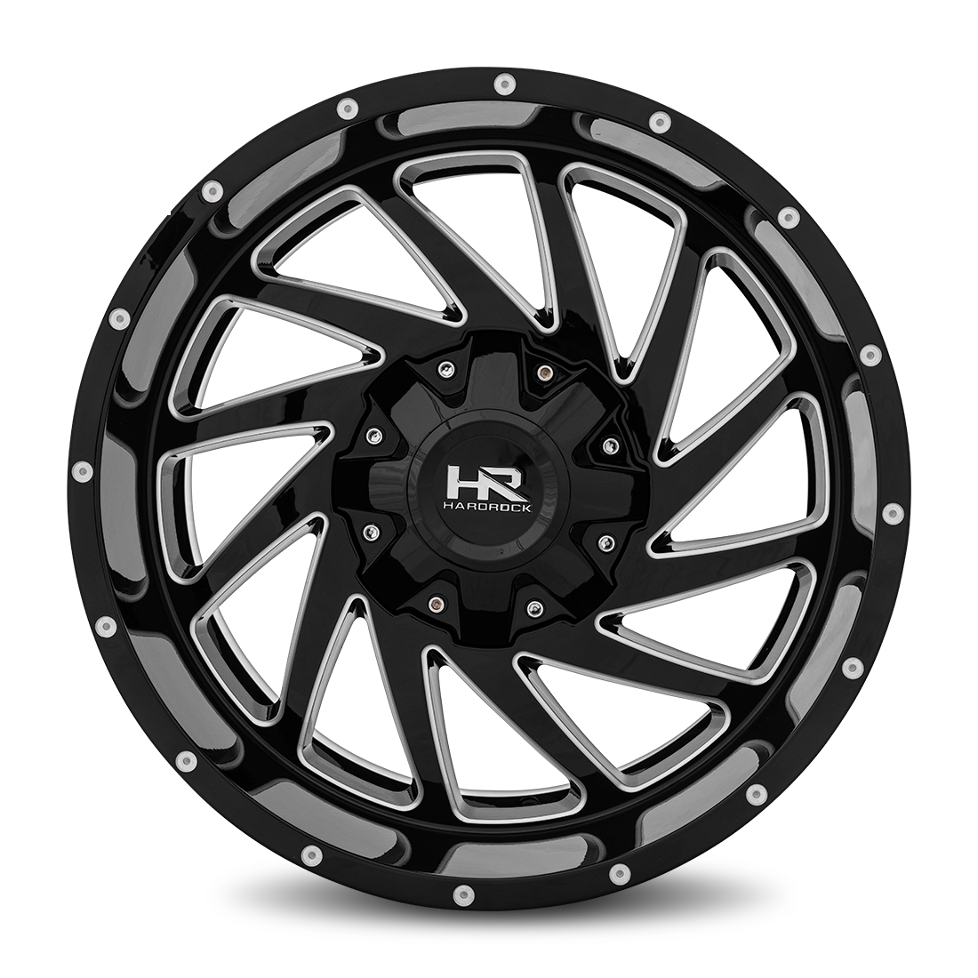 20x9 Hardrock Offroad H704 Crusher Gloss Black Milled Wheel 6x5.5 Bolt Pattern 0mm Offset