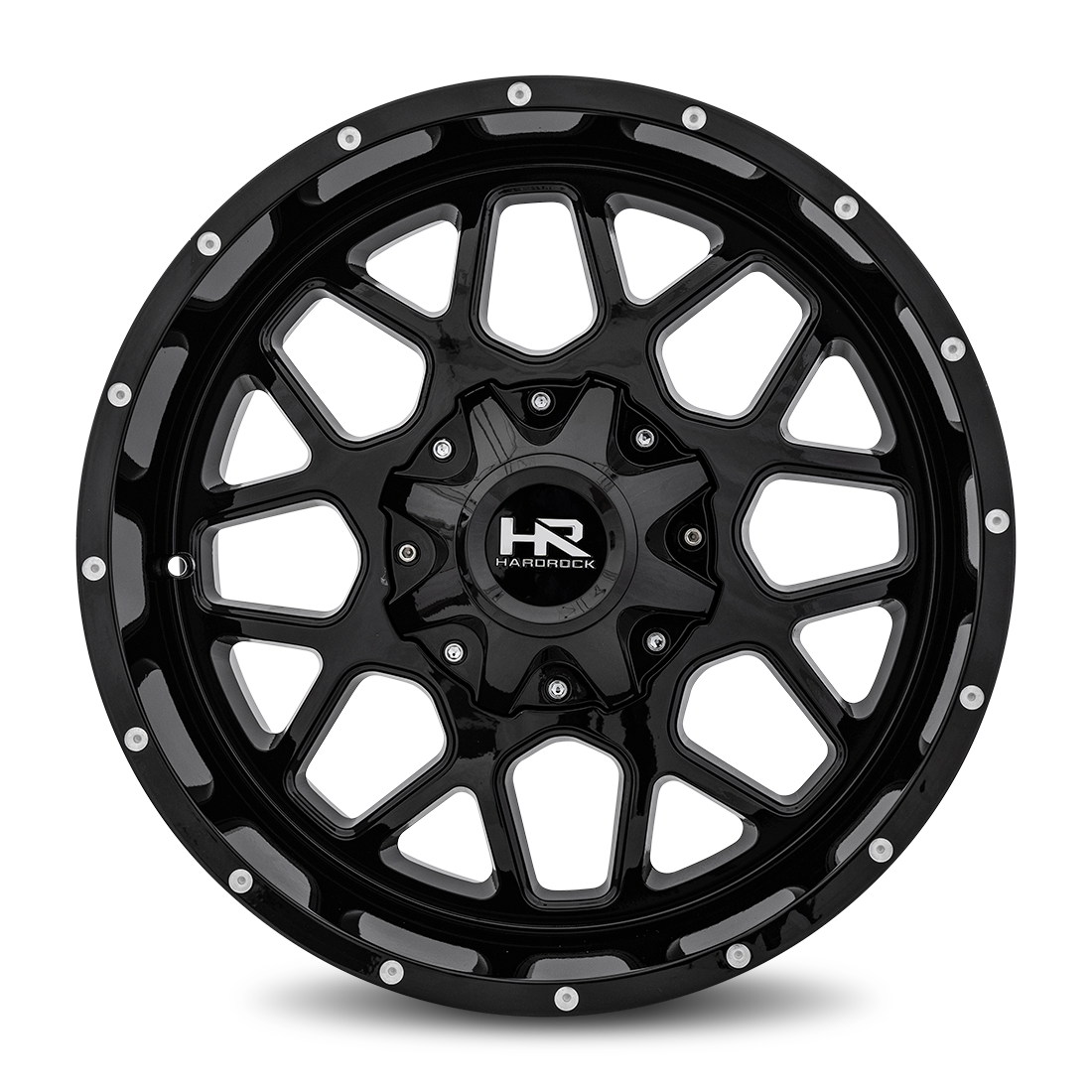 20x10 Hardrock Offroad H705 Gunner Gloss Black Wheel 6x5.5 Bolt Pattern -19mm Offset