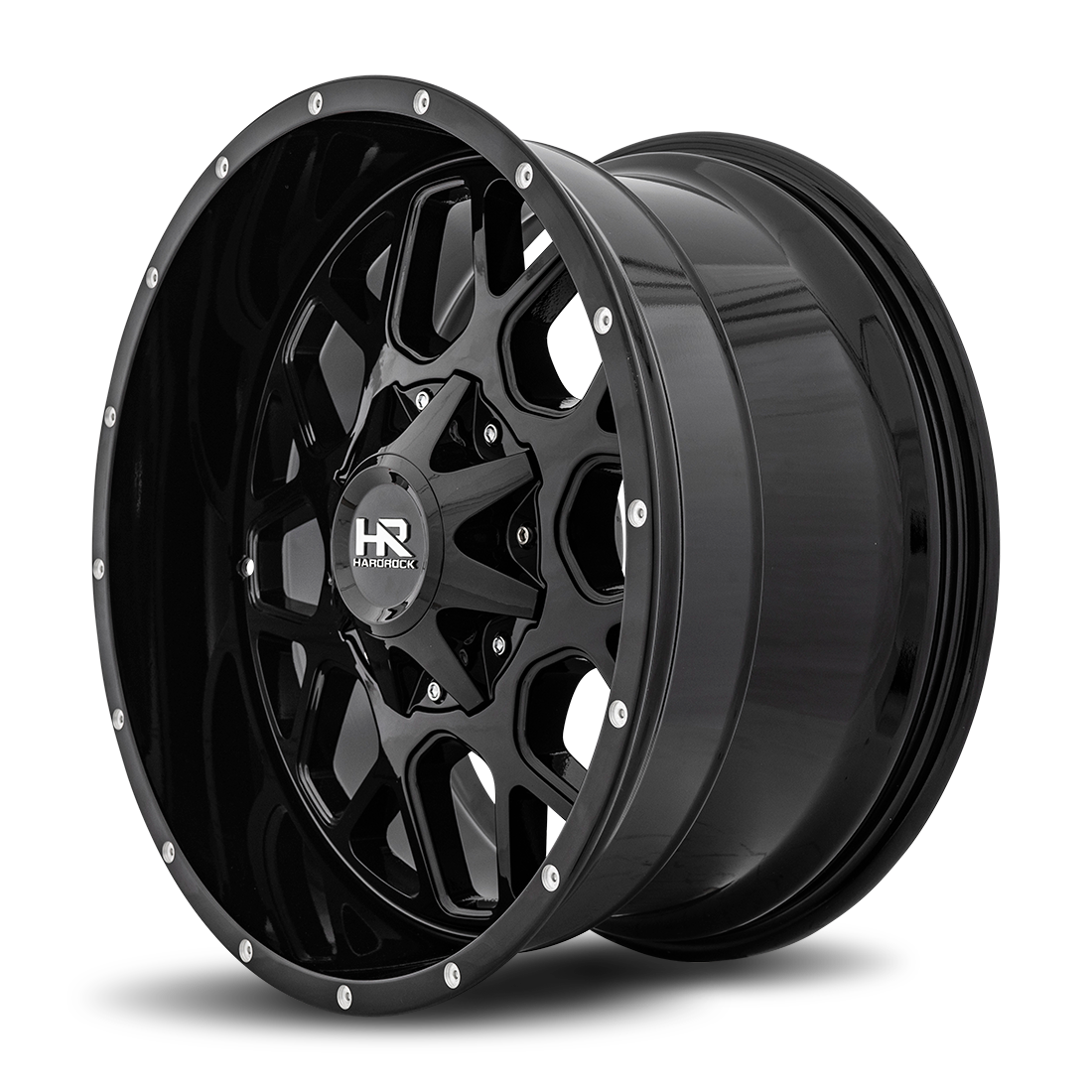 20x10 Hardrock Offroad H705 Gunner Gloss Black Wheel 6x5.5 Bolt Pattern -19mm Offset