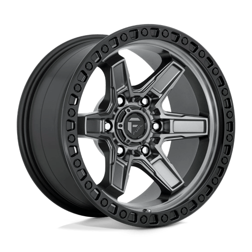 17x9 fuel off-road d698 kicker matte gunmetal black bead ring wheel 6x5.5 bolt pattern 1mm offset