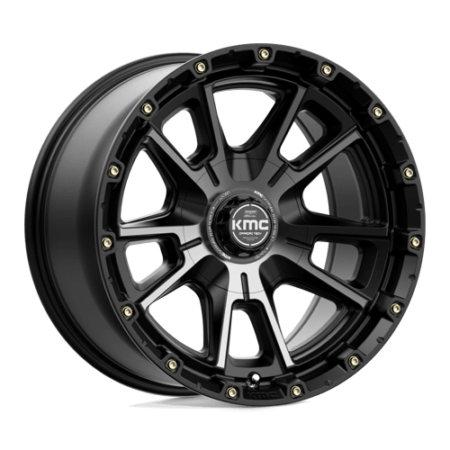 17x9 kmc km100 sync satin black w gray tint wheel 6x5.5 bolt pattern 12mm offset
