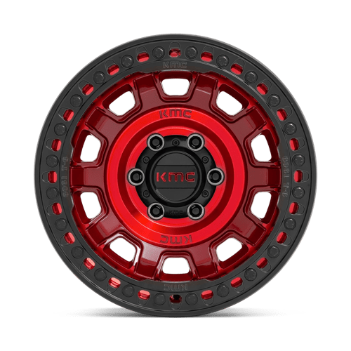 17x9 kmc km236 tank candy red beadlock wheel 6x5.5 bolt pattern 15mm offset