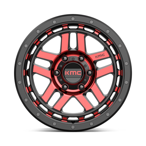 17x8 5 kmc km540 recon gloss black mach w red tint wheel 6x5.5 bolt pattern 18mm offset