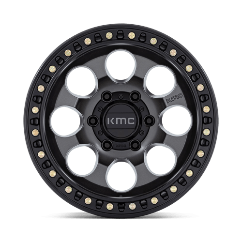 17x9 kmc km550 riot sbl anthracite w satin black lip wheel 6x5.5 bolt pattern 12mm offset