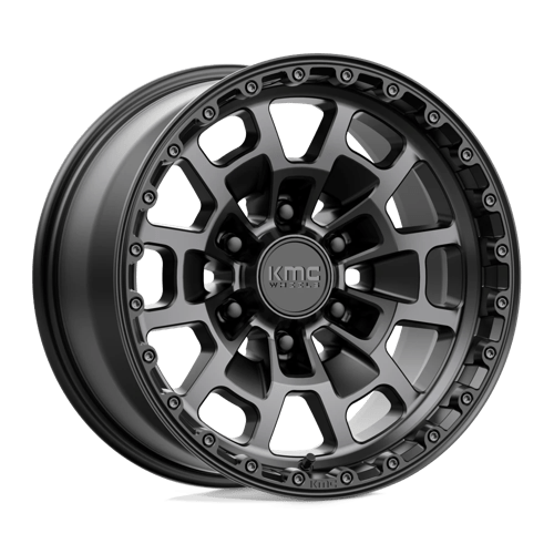 17x8 5 kmc km718 summit satin black w gray tint wheel 6x5.5 bolt pattern 0mm offset