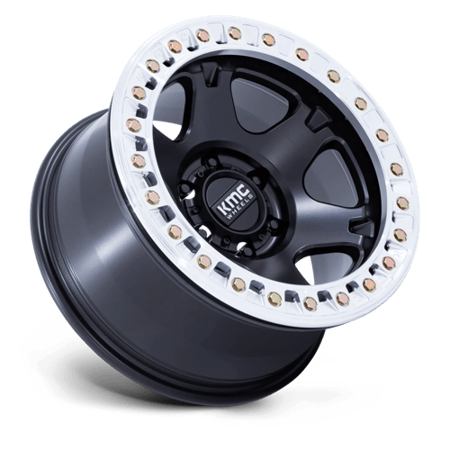 17x9 kmc km238 vi satin black w machined ring beadlock wheel 6x5.5 bolt pattern 1mm offset