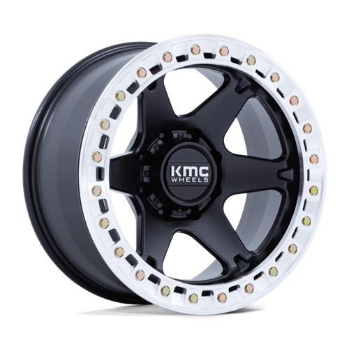 20x10 kmc km238 vi satin black w machined ring beadlock wheel 6x5.5 bolt pattern 48mm offset
