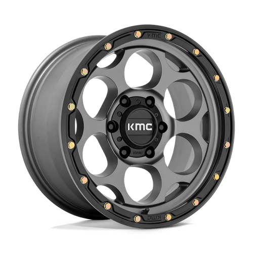 17x8 5 kmc km541 dirty harry satin gray w black lip wheel 6x5.5 bolt pattern 0mm offset