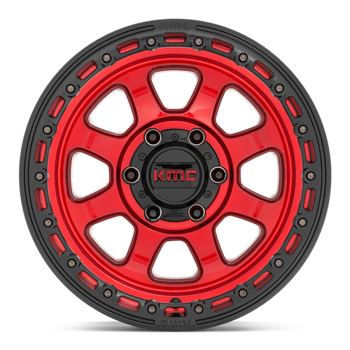 17x9 kmc km548 chase candy red w black lip wheel 6x5.5 bolt pattern 0mm offset