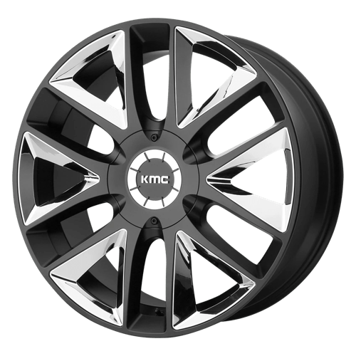 22x9 5 kmc km710 takedown satin black w chrome inserts wheel 6x5.5 bolt pattern 30mm offset