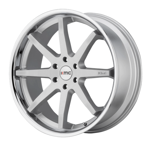 20x9 kmc km715 reverb brushed silver w chrome lip wheel 6x5.5 bolt pattern 30mm offset