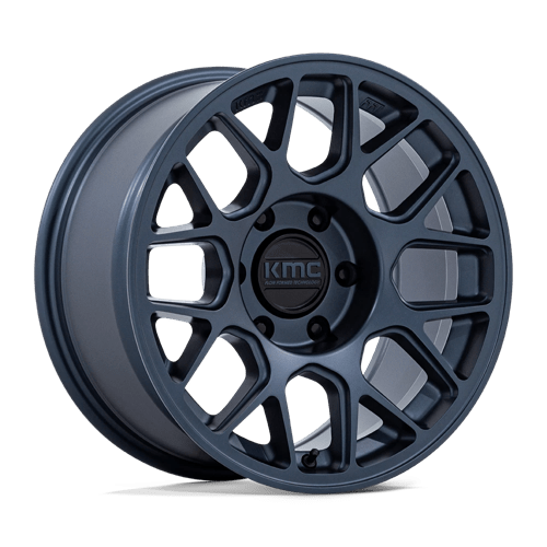17x8 5 kmc km730 hatchet metallic blue wheel 6x5.5 bolt pattern 25mm offset