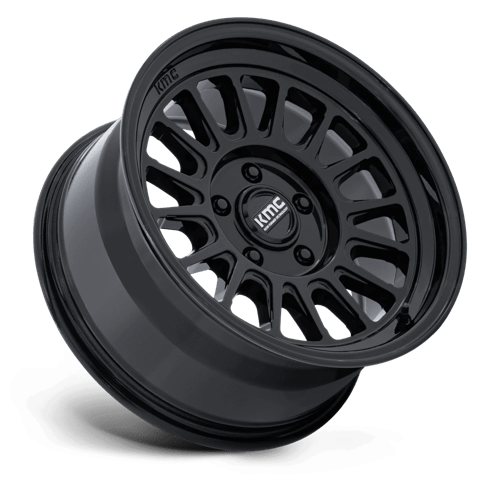 17x8 5 kmc km733 impact fft gloss black wheel 6x5.5 bolt pattern 25mm offset