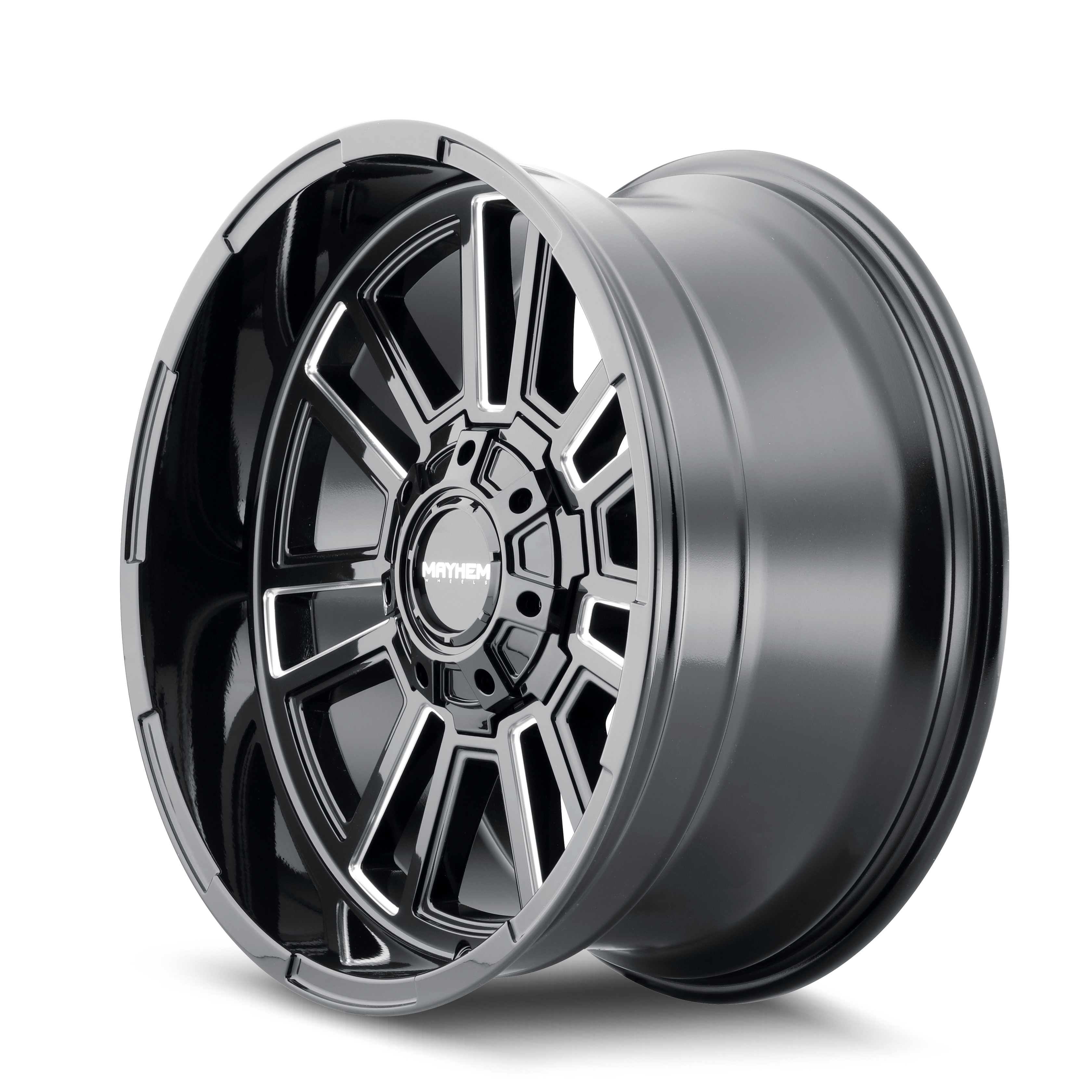 20x9 mayhem apollo gloss black milled wheel 6x5.5 bolt pattern 0mm offset