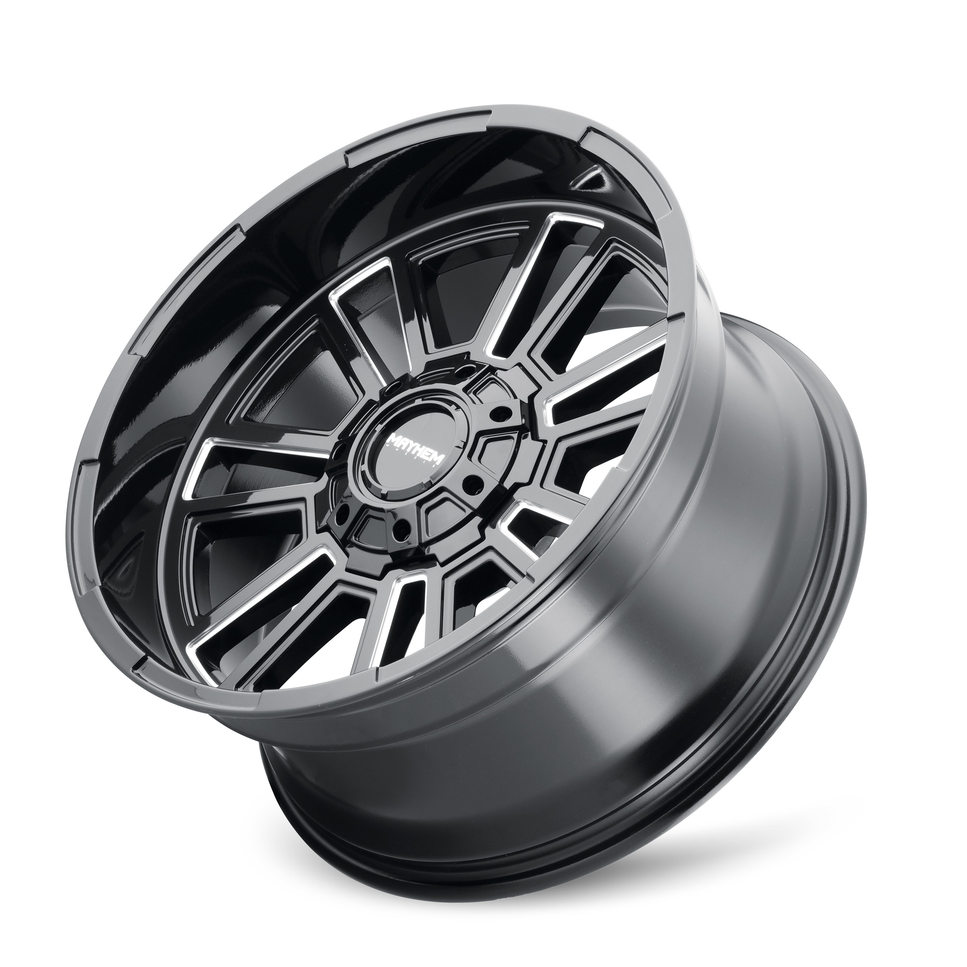 20x9 mayhem apollo gloss black milled wheel 6x5.5 bolt pattern 0mm offset