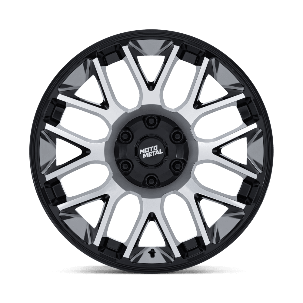 20x10 Moto Metal MO816 Overlook Gloss Black W/Machined Face Wheel 6x5.5 Bolt Pattern -18mm Offset